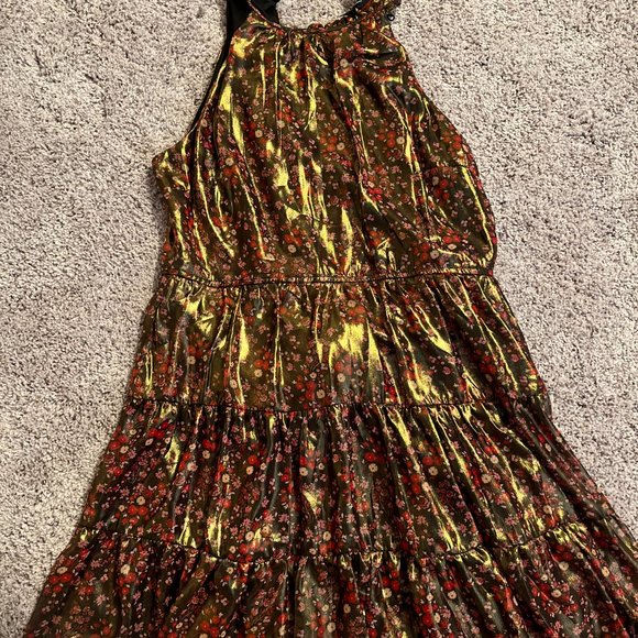 Floral Dress with gold shine - Picture 5 of 7